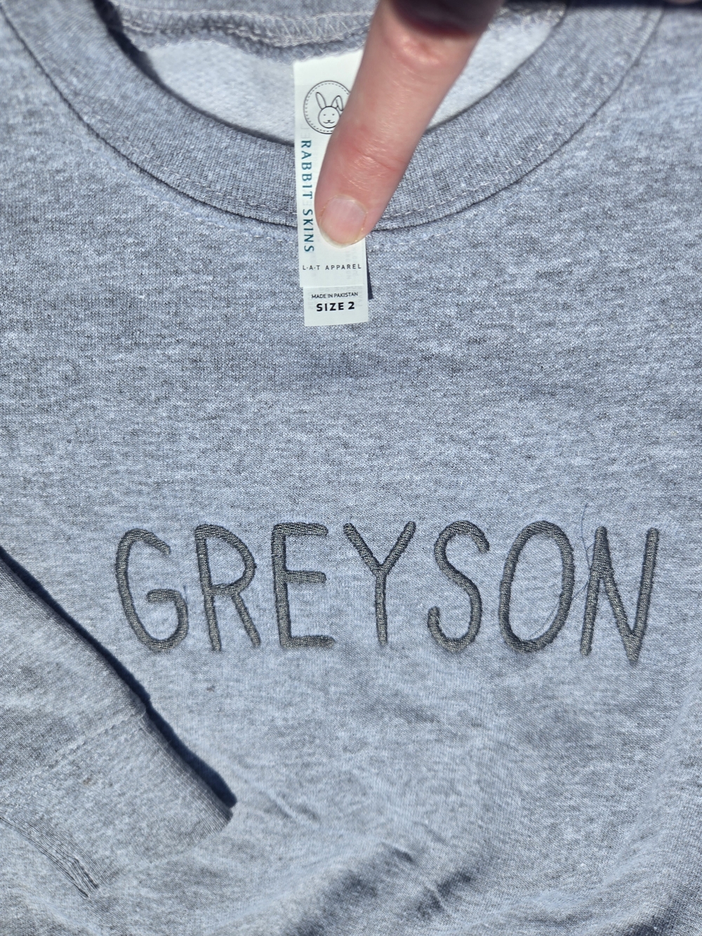 Rabbit Skins Grey 'GREYSON' Crewneck Sweatshirt
